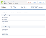 Screenshot showing the Plan Summary page for the selected compensation plan